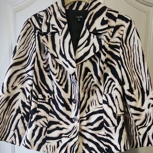 Rafaella Black and Ivory/tan Zebra Print Blazer